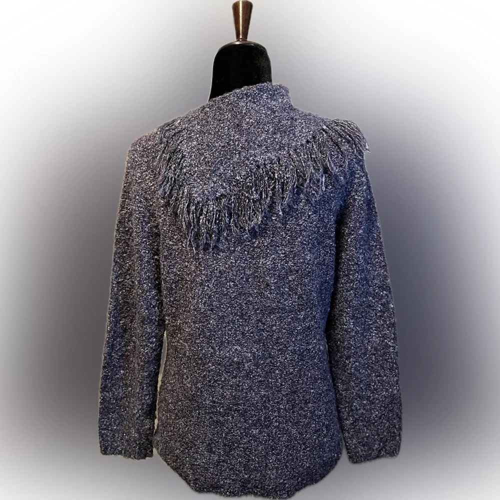 Hearts of Palm Purple Fringe Sweater size M